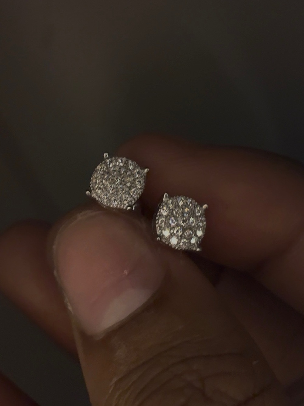 Silver-Tone Pavé Round Moissanite Stud Earrings - Unbranded